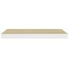 Floating Wall Shelves 2 pcs Oak and White 23.6"x9.3"x1.5" MDF