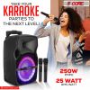 5 Core DJ speakers 8" Rechargeable Powered PA system 250W Loud Speaker Bluetooth USB SD Card AUX MP3 FM LED Ring - ACTIVE HOME 8 2-MIC
