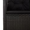 Reclining Corner Sofa with Cushions Black Poly Rattan