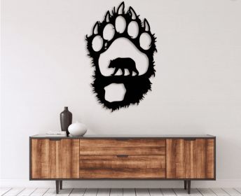 BEAR PAW - METAL WALL ART (Color: Black)