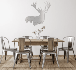DEER DESIGN - METAL WALL ART (Color: Silver)