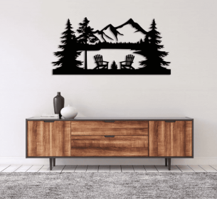 LAKE VIEW - METAL WALL ART (Color: Black)