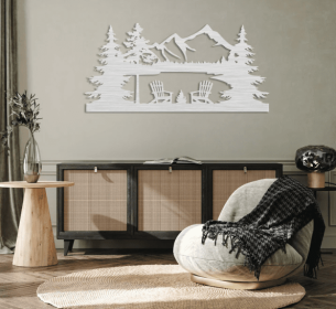 LAKE VIEW - METAL WALL ART (Color: Silver)