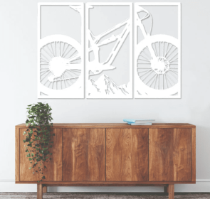 MOUNTAIN BIKE (3 PIECE) - METAL WALL ART (Color: White)